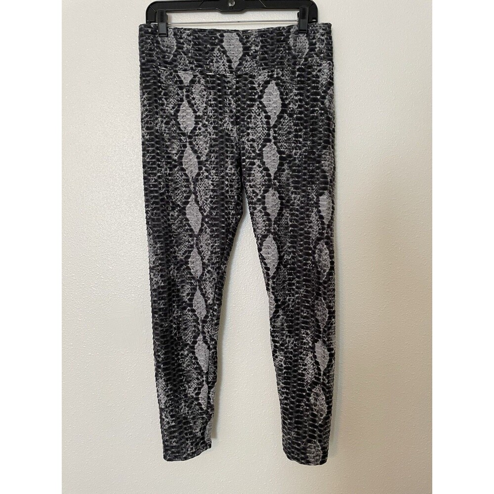 Snake Print Scrunch Butt Leggings - Black & Gray XL